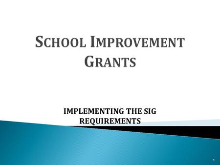 IMPLEMENTING THE SIG REQUIREMENTS 1.  Students who attend a State’s persistently lowest- achieving schools deserve better options and can’t afford to.