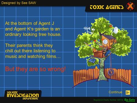 At the bottom of Agent J and Agent K’s garden is an ordinary looking tree house. Their parents think they chill out there listening to music and watching.