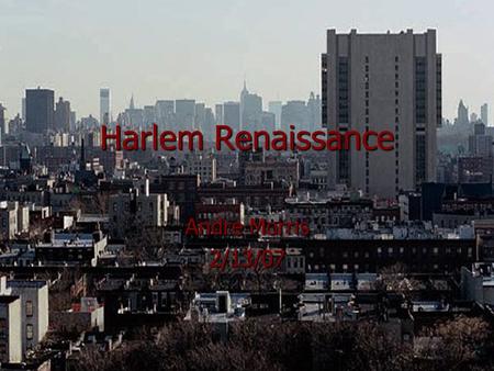 Harlem Renaissance Andre Morris 2/13/07.