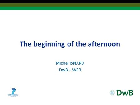 The beginning of the afternoon Michel ISNARD DwB – WP3.