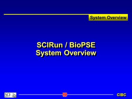 System Overview CIBC SCIRun / BioPSE System Overview.
