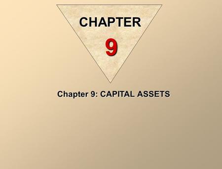 Chapter 9: CAPITAL ASSETS CHAPTER 9. Intangible assets are capital assets, which are not tangible. Just like equipments, intangible assets also benefit.