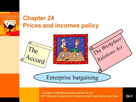 Copyright  2005 McGraw-Hill Australia Pty Ltd PPT Slides t/a Economics for Business 3e by Fraser, Gionea and Fraser 24-1 Chapter 24 Prices and incomes.