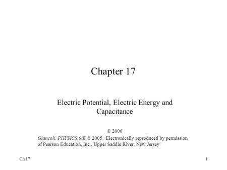 Electric Potential, Electric Energy and Capacitance