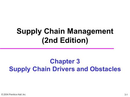 Chapter 3 Supply Chain Drivers and Obstacles