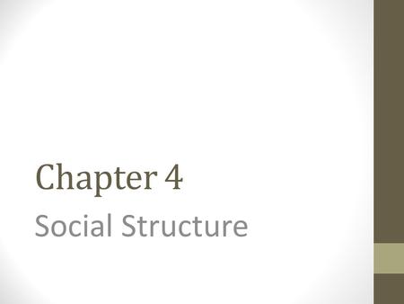 Chapter 4 Social Structure.