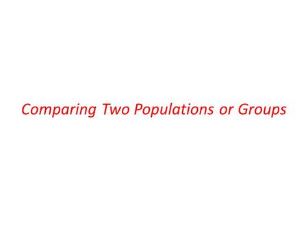 Comparing Two Populations or Groups