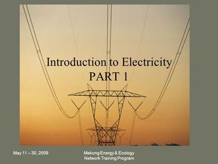 Introduction to Electricity PART 1