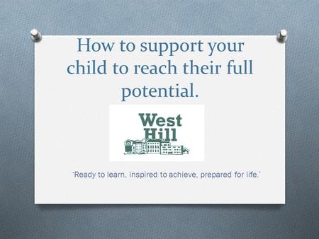 How to support your child to reach their full potential. ‘Ready to learn, inspired to achieve, prepared for life.’