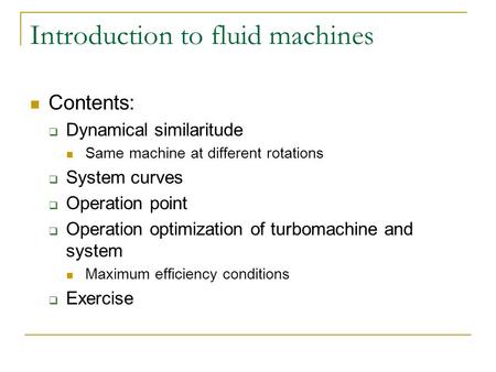 Introduction to fluid machines