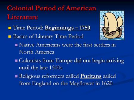 Colonial Period of American Literature