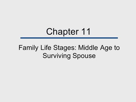 Chapter 11 Family Life Stages: Middle Age to Surviving Spouse.