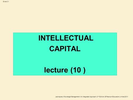 INTELLECTUAL CAPITAL lecture (10 )
