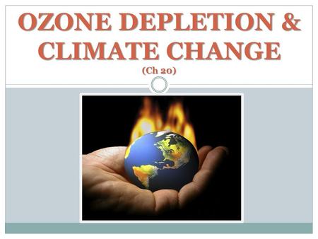 OZONE DEPLETION & CLIMATE CHANGE (Ch 20). ELECTROMAGNETIC SPECTRUM.