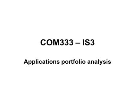 Applications portfolio analysis