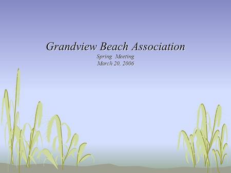 Grandview Beach Association Spring Meeting March 20, 2006.