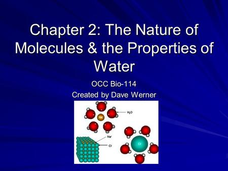 Chapter 2: The Nature of Molecules & the Properties of Water