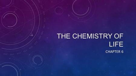 The chemistry of life Chapter 6.