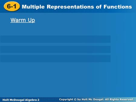 6-1 Multiple Representations of Functions Warm Up
