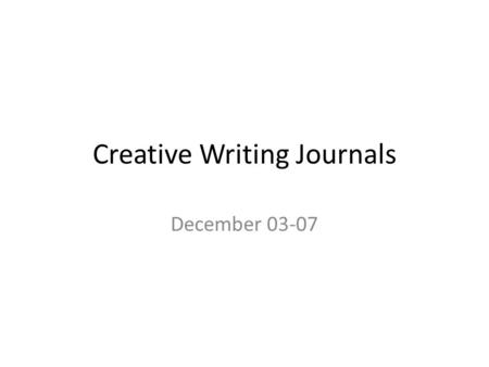 Creative Writing Journals