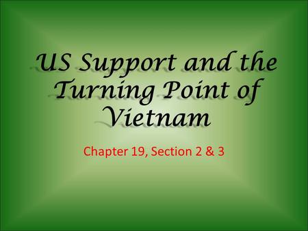 US Support and the Turning Point of Vietnam Chapter 19, Section 2 & 3.