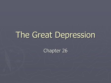 The Great Depression Chapter 26. The Reasons For The Crash ► Uneven distribution of income  Over half of the nations population was at or below the minimum.