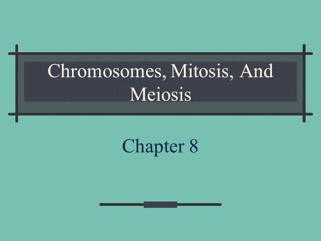 Chromosomes, Mitosis, And Meiosis