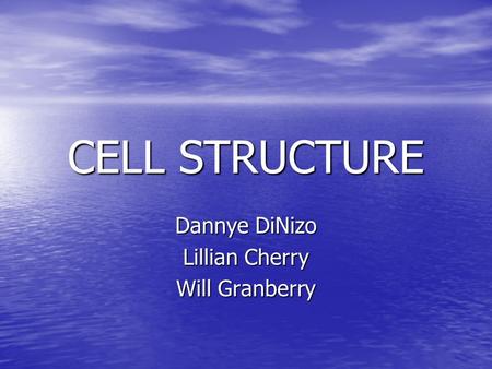 CELL STRUCTURE Dannye DiNizo Lillian Cherry Will Granberry.