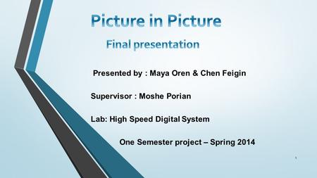 Presented by : Maya Oren & Chen Feigin Supervisor : Moshe Porian Lab: High Speed Digital System One Semester project – Spring 2014 1.