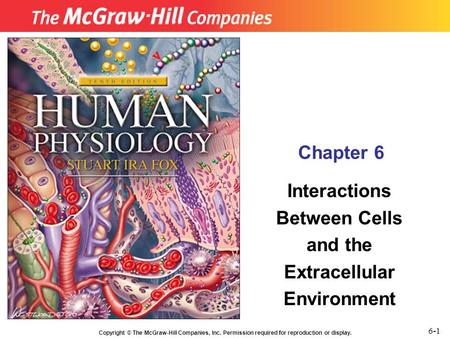 Copyright © The McGraw-Hill Companies, Inc. Permission required for reproduction or display. Chapter 6 Interactions Between Cells and the Extracellular.