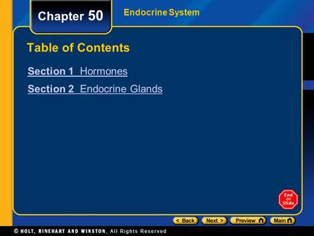 Chapter 50 Table of Contents Section 1 Hormones