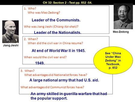 See “China Under Mao Zedong” in Textbook,