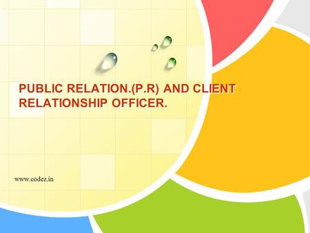 PUBLIC RELATION.(P.R) AND CLIENT RELATIONSHIP OFFICER.