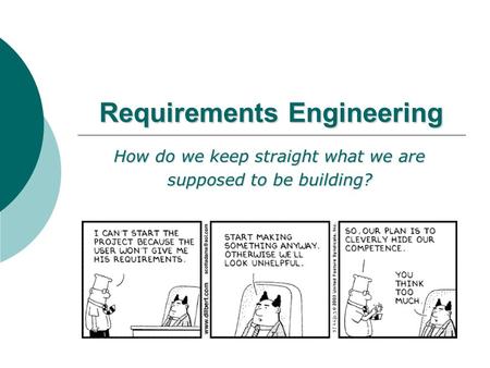 Requirements Engineering How do we keep straight what we are supposed to be building?