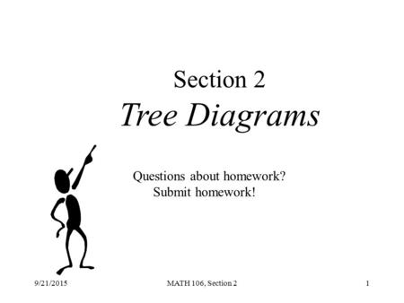 9/21/2015MATH 106, Section 21 Section 2 Tree Diagrams Questions about homework? Submit homework!