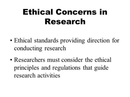 Ethical Concerns in Research