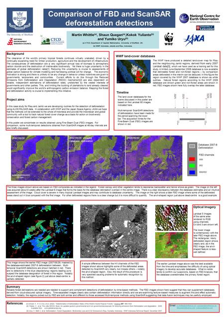 Comparison of FBD and ScanSAR deforestation detections Martin Whittle (a), Shaun Quegan (a),Kokok Yulianto (b) and Yumiko Uryu (b) (a) CTCD, Department.
