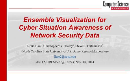 1/27 Ensemble Visualization for Cyber Situation Awareness of Network Security Data Lihua Hao 1, Christopher G. Healey 1, Steve E. Hutchinson 2 1 North.