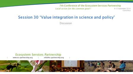 Ecosystem Services Partnership |  | | 7th Conference of the Ecosystem Services Partnership 8-12 September.