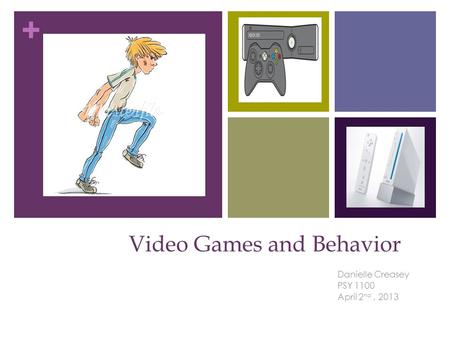 + Video Games and Behavior Danielle Creasey PSY 1100 April 2 nd, 2013.