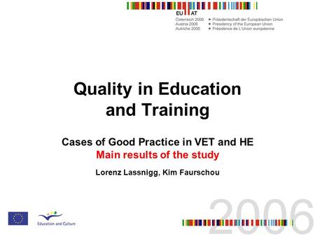 Quality in Education and Training