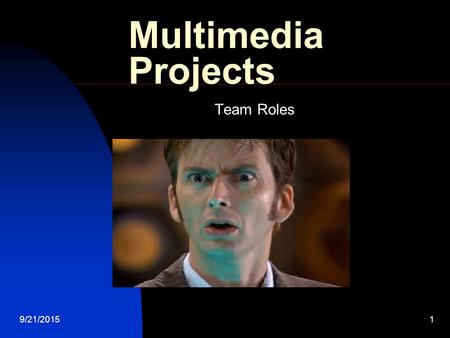 9/21/20151 Multimedia Projects Team Roles. 9/21/20152 Project Phases Many large scale projects follow the system devolpment life cycle (SDLC)