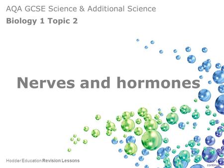 AQA GCSE Science & Additional Science Biology 1 Topic 2 Hodder Education Revision Lessons Nerves and hormones Click to continue.