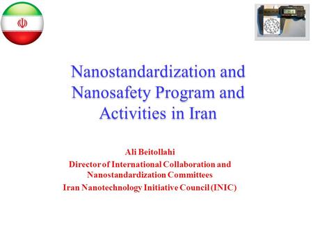Nanostandardization and Nanosafety Program and Activities in Iran