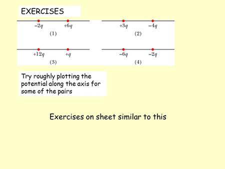 EXERCISES Try roughly plotting the potential along the axis for some of the pairs Exercises on sheet similar to this.
