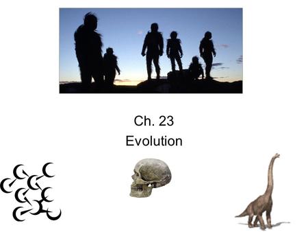 EVOLUTION Ch. 23 Evolution. Evolution Outline Formation of the earth & chemical evolution Early beginnings of cells Critical events leading to evolution.