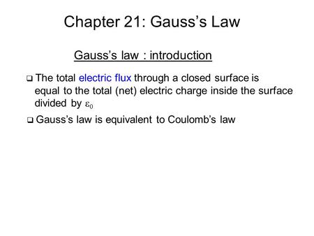 Gauss’s law : introduction