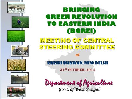 BRINGING GREEN REVOLUTION TO EASTERN INDIA (BGREI) MEETING OF CENTRAL STEERING COMMITTEE at KRISHI BHAWAN, NEW DELHI 31 ST OCTOBER, 2014 Department of.