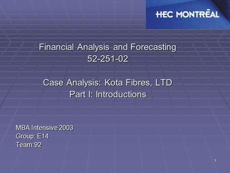 Financial Analysis and Forecasting
