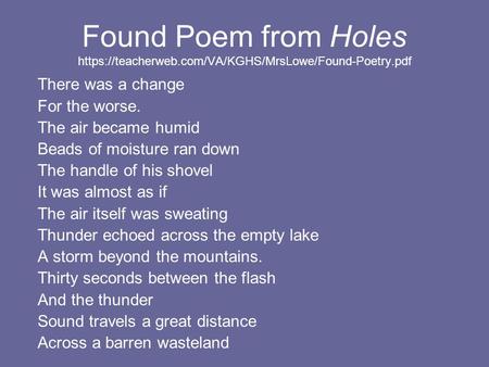 Found Poem from Holes https://teacherweb